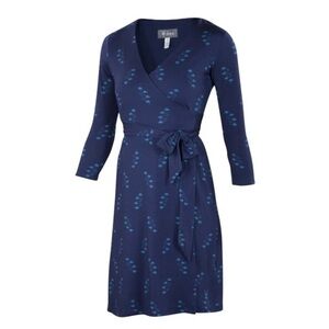 Ibex Ferryn Blue Wrap Dress Long Sleeve Merino Wool Size Small